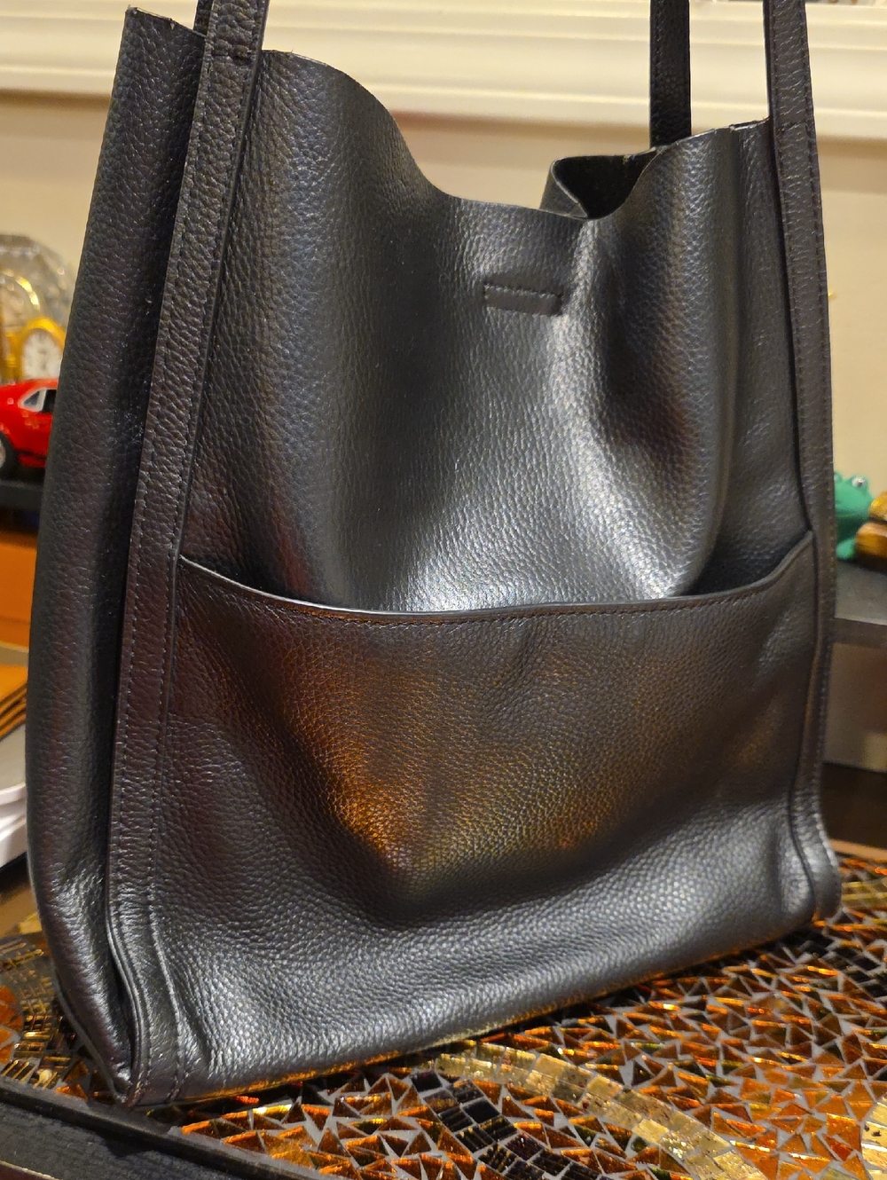 Black VEGAN Leather Crossbody Tote Bag - Sleek Everyday Carry